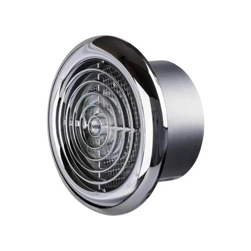 Avtrekksvifte MM sirkel krom med bakspjeld 105m³/t